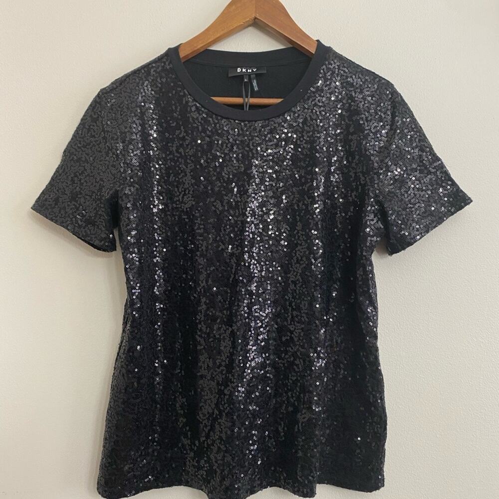 Black Sequin DKNY shirt in large